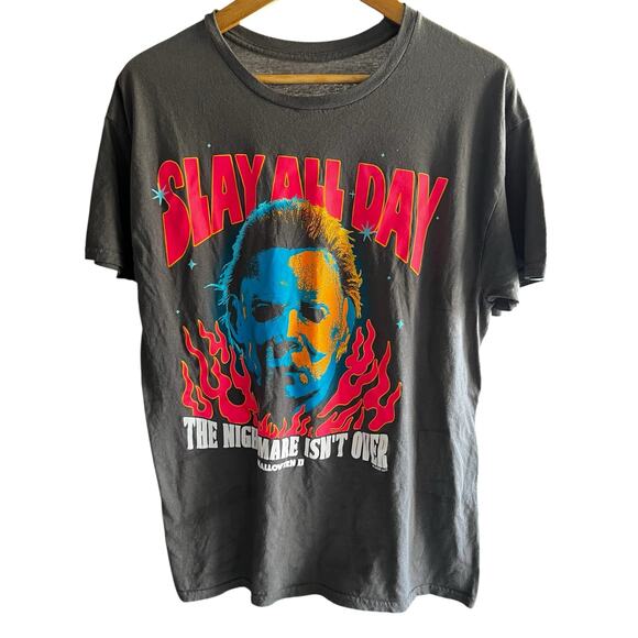 HALLOWEEN II The Nightmares Not Over Jason graphic tee Slay All Day sz L - Picture 1 of 4